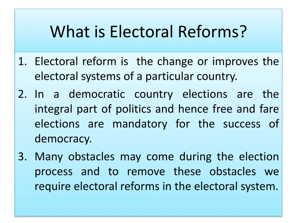 what is electoral reforms