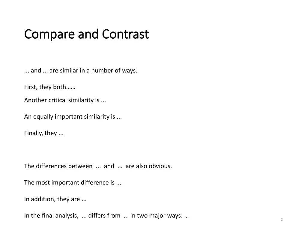 compare and contrast compare and contrast