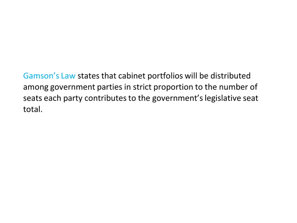 gamson s law states that cabinet portfolios will