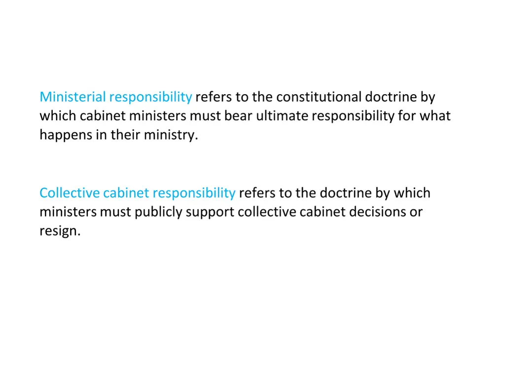 ministerial responsibility refers