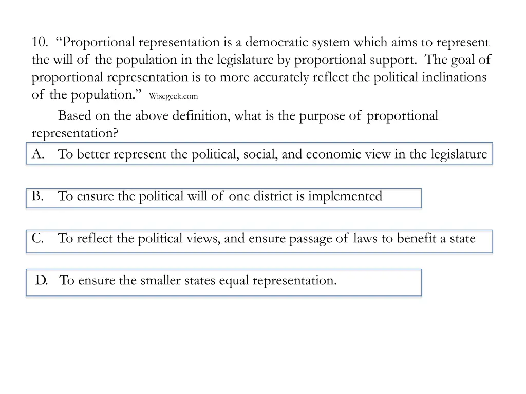 10 proportional representation is a democratic