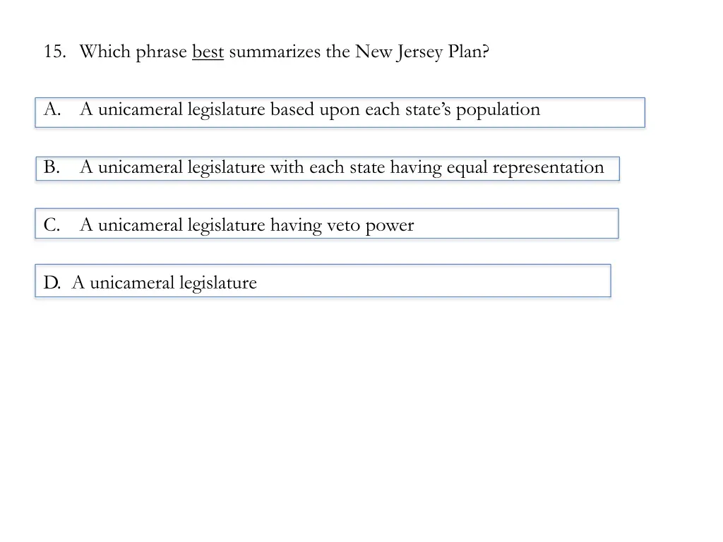 15 which phrase best summarizes the new jersey