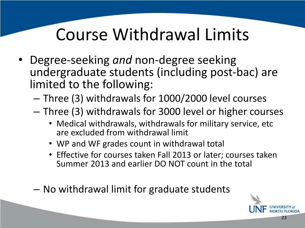 course withdrawal limits