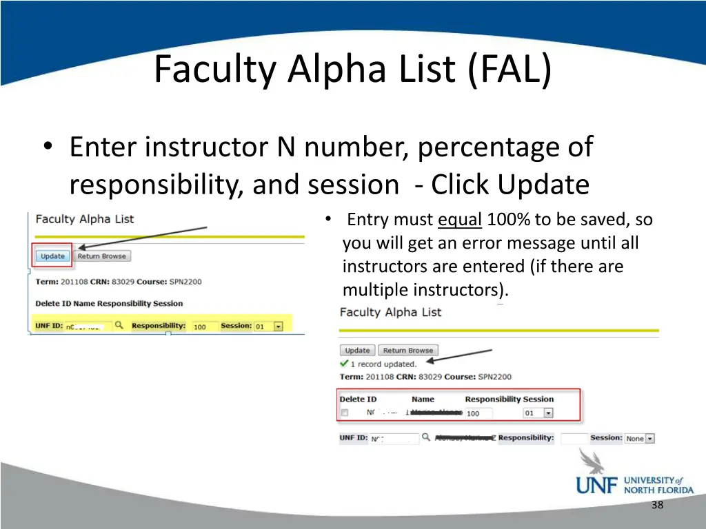 faculty alpha list fal 2