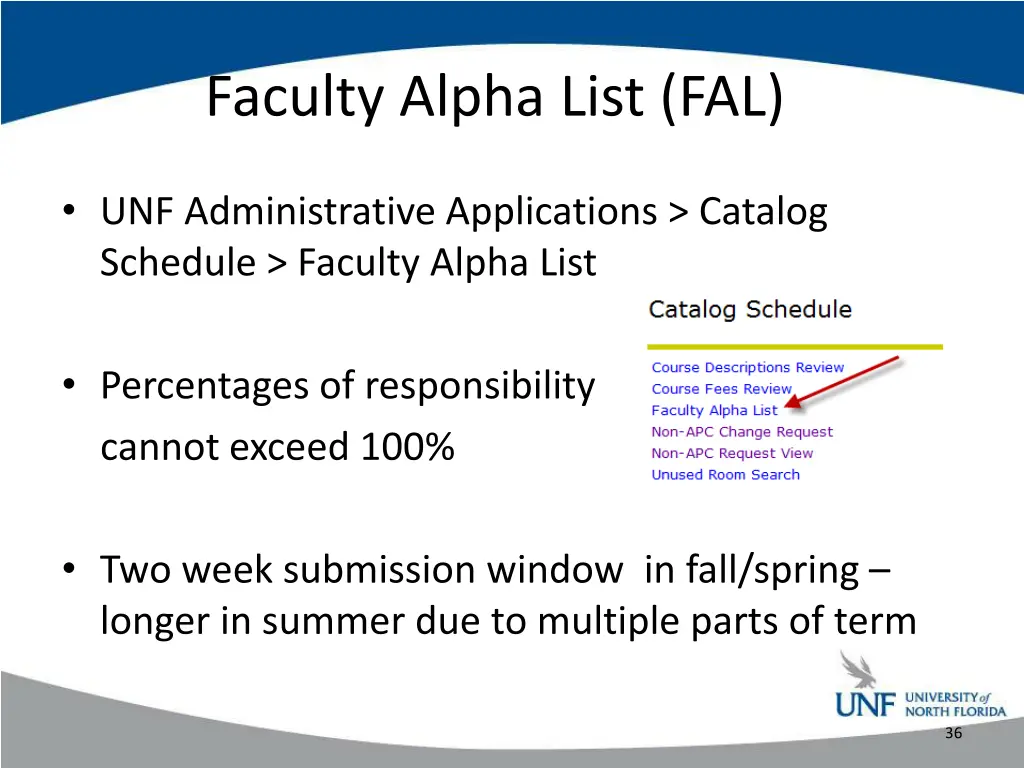 faculty alpha list fal