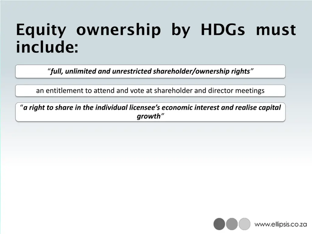 equity ownership by hdgs must include