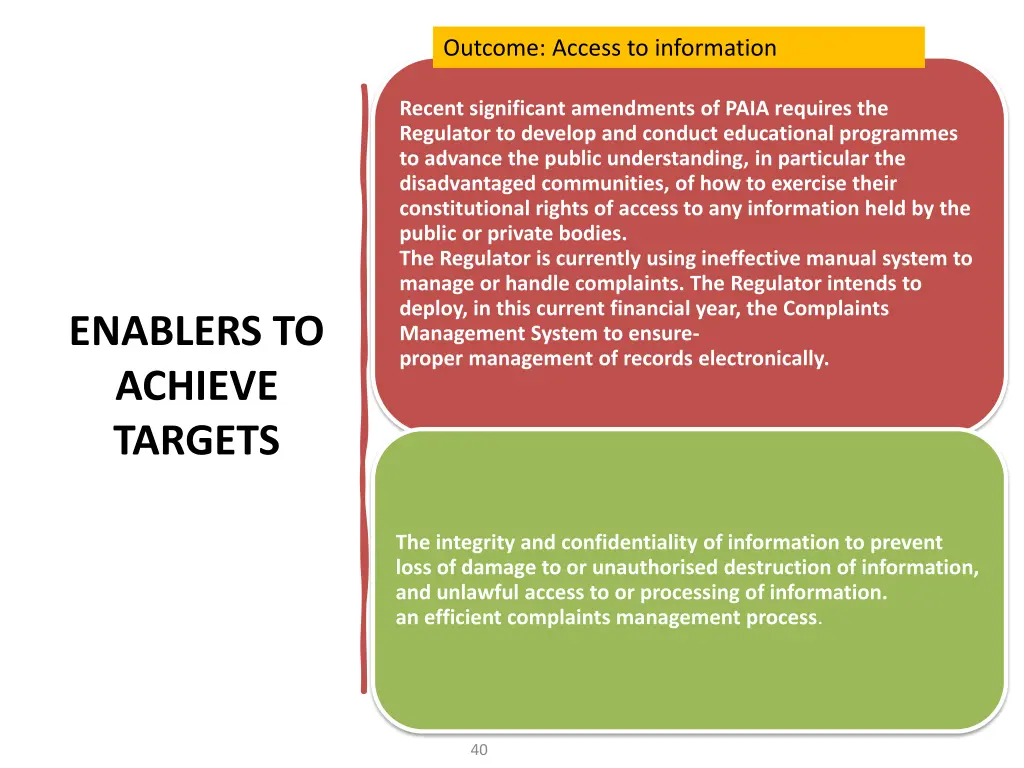 outcome access to information