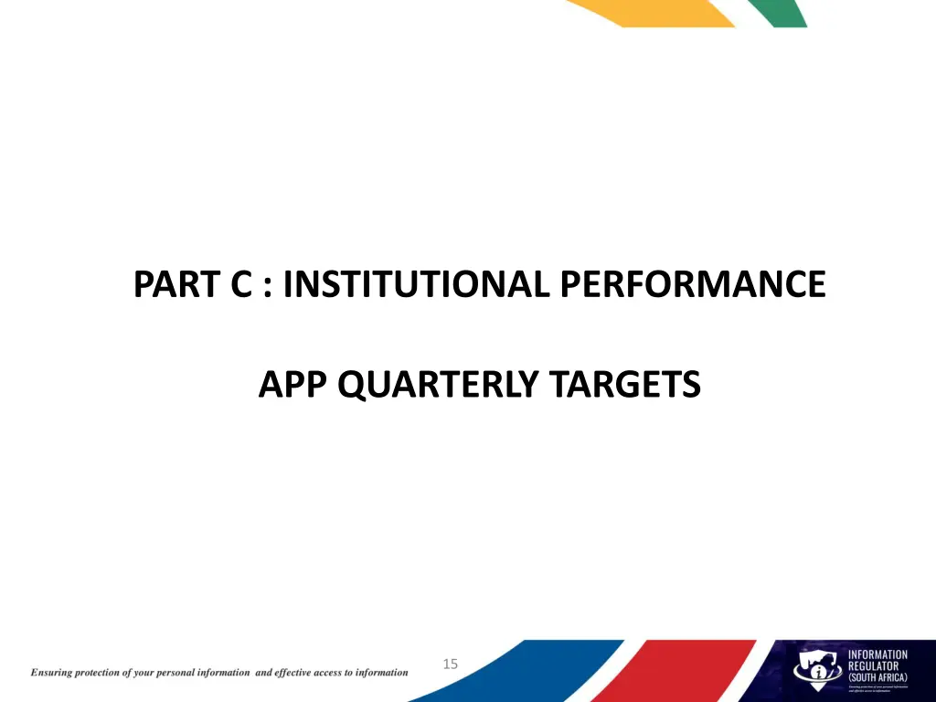 part c institutional performance