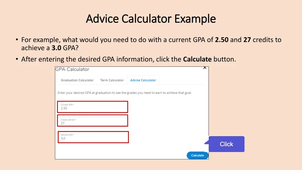 advice calculator example advice calculator