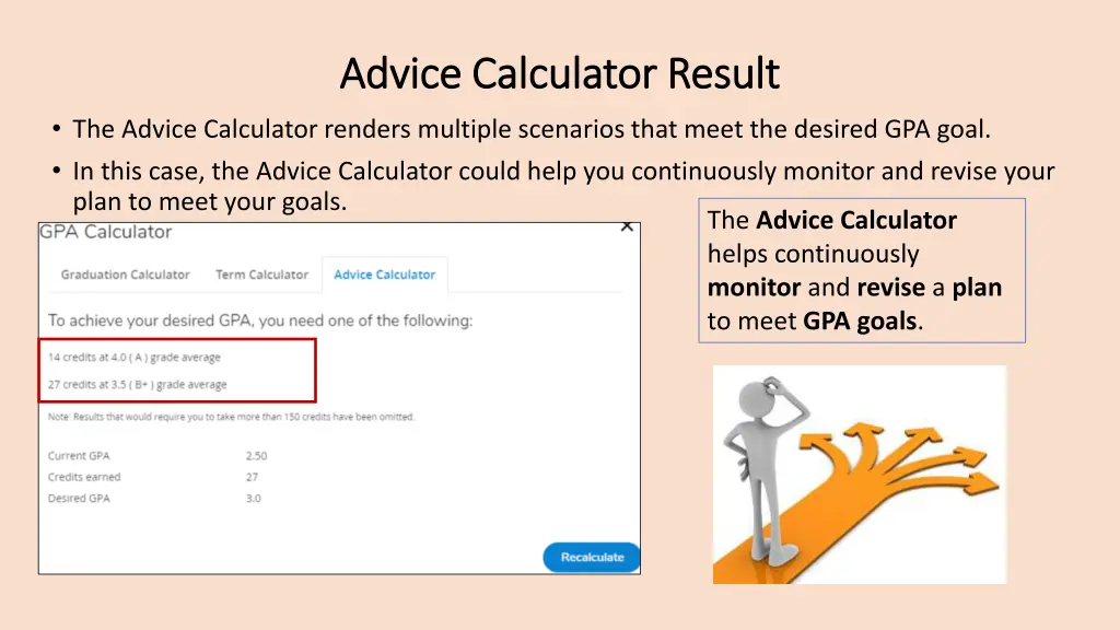 advice calculator result advice calculator result