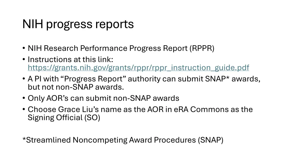 nih progress reports