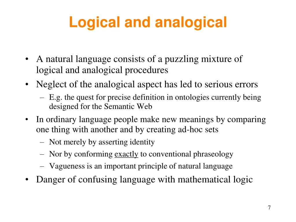 logical and analogical