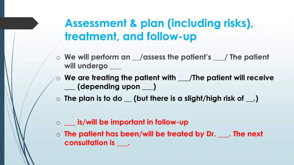 assessment plan including risks treatment