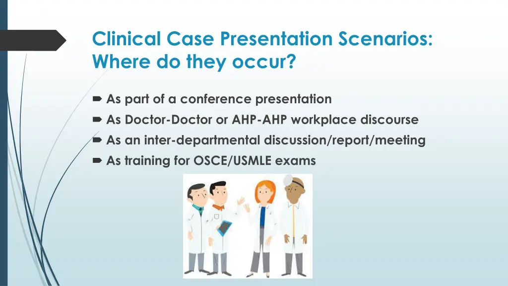 clinical case presentation scenarios where