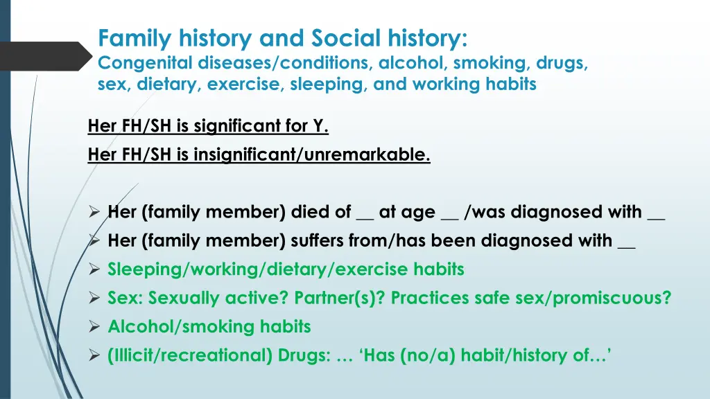 family history and social history congenital