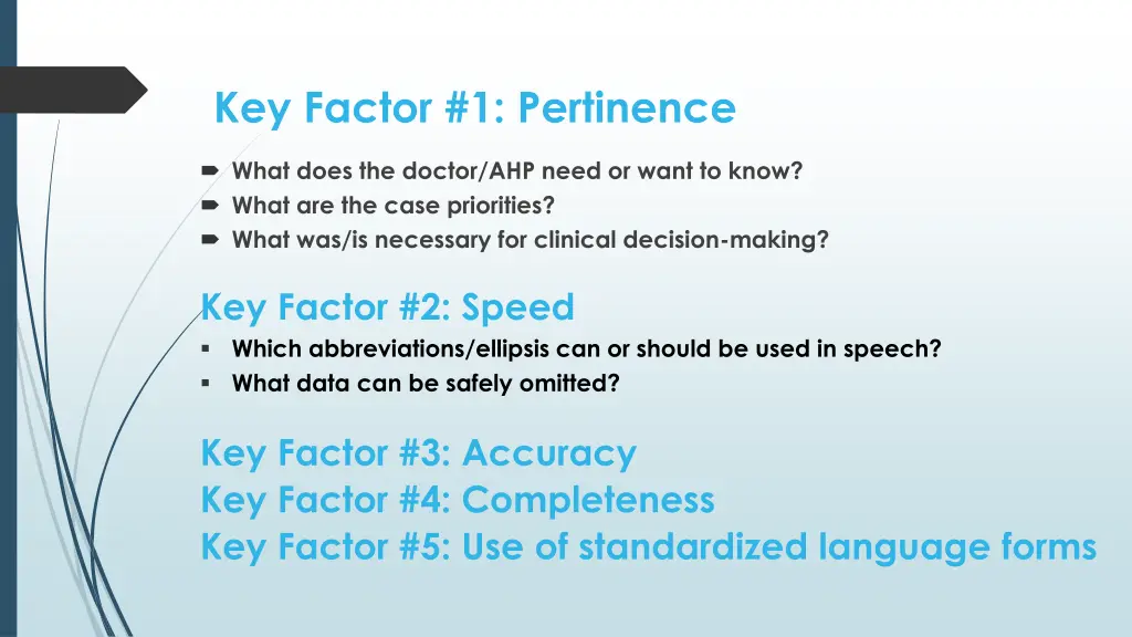 key factor 1 pertinence