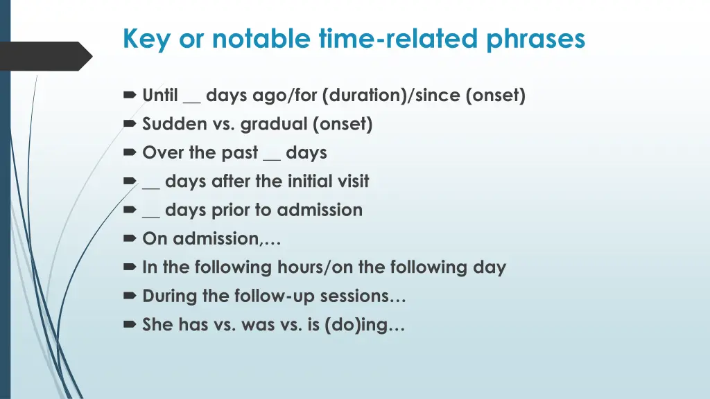 key or notable time related phrases