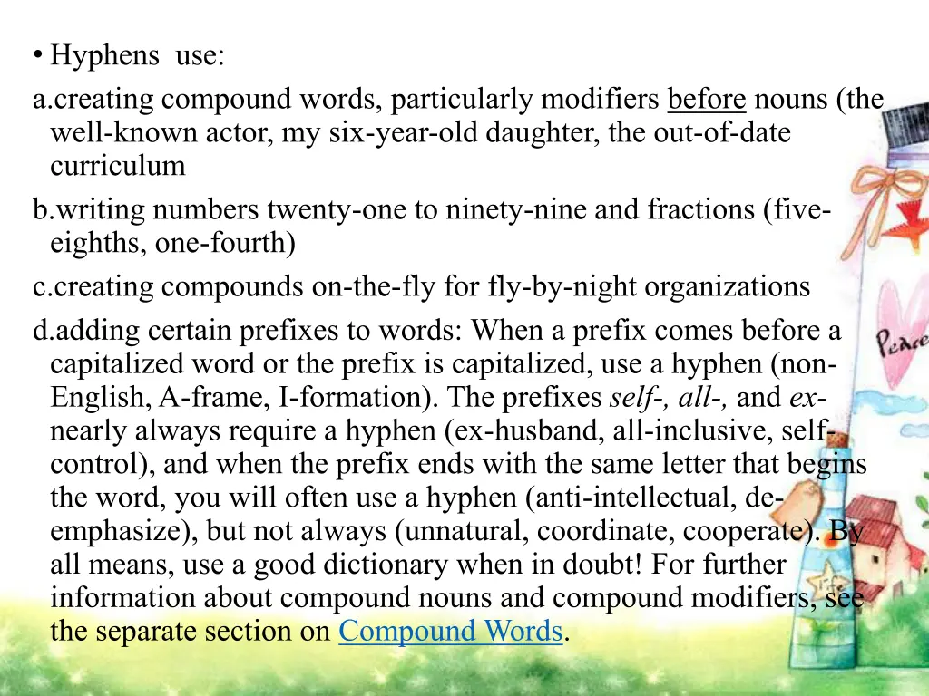 hyphens use a creating compound words