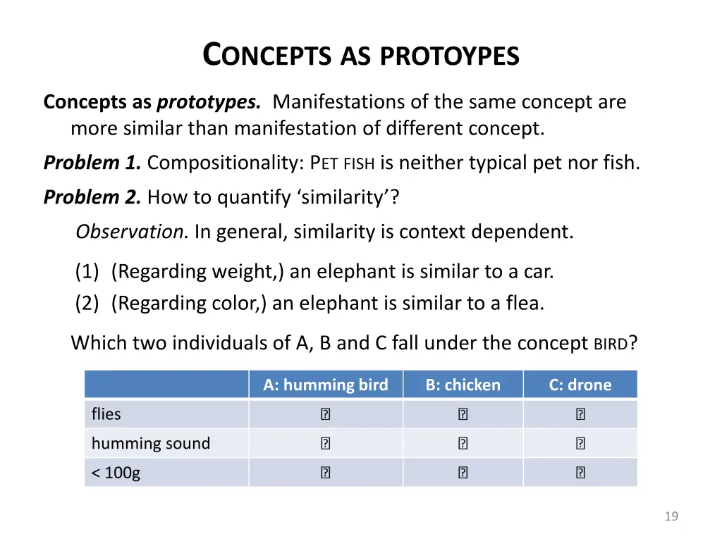 c oncepts as protoypes