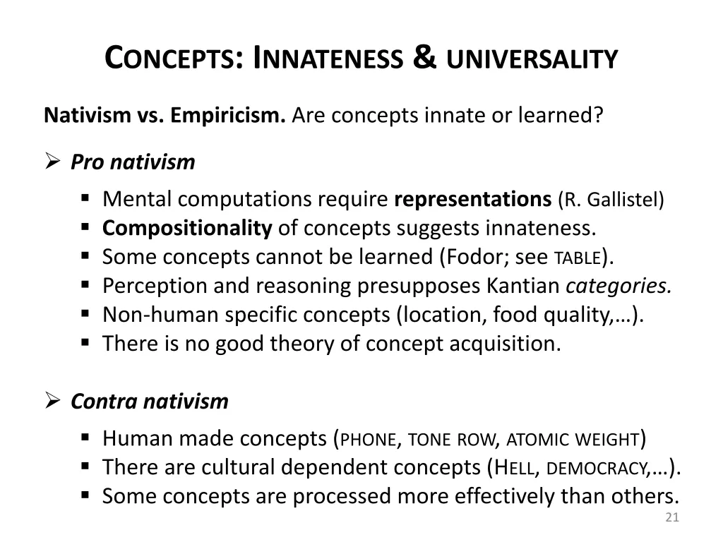 c oncepts i nnateness universality