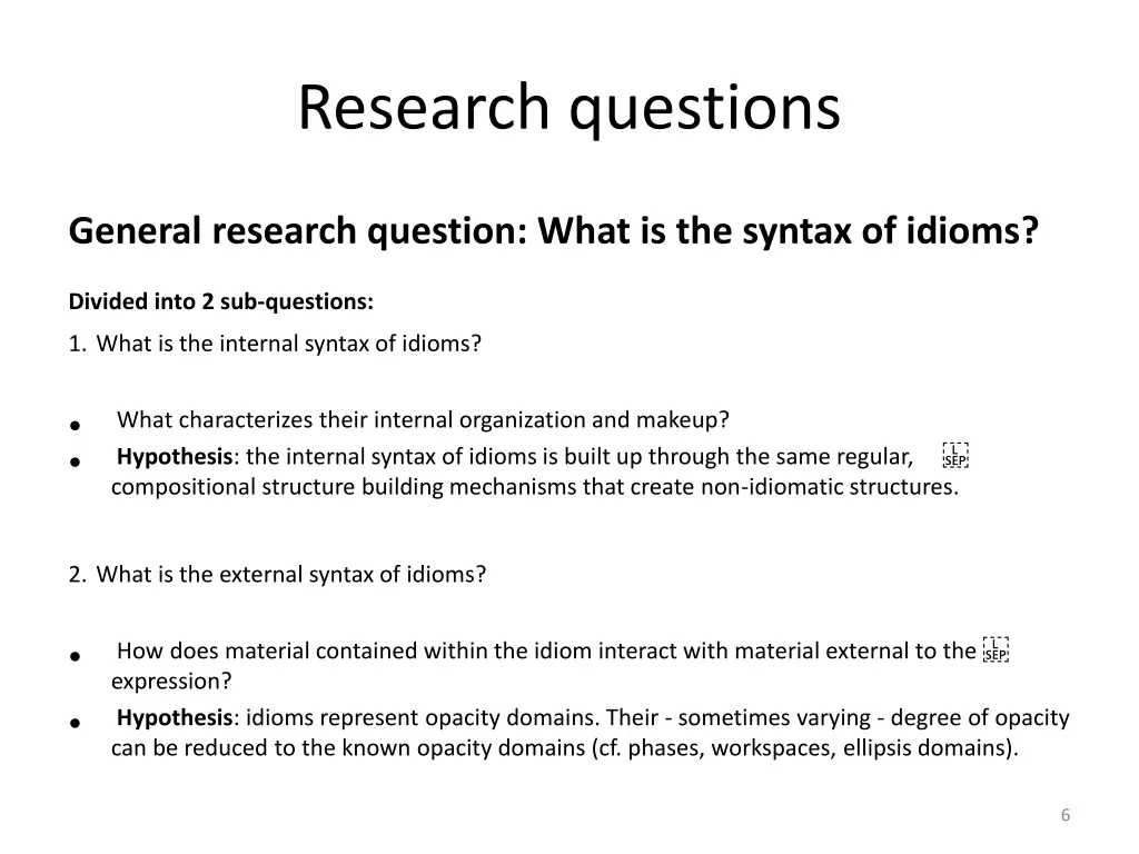 research questions