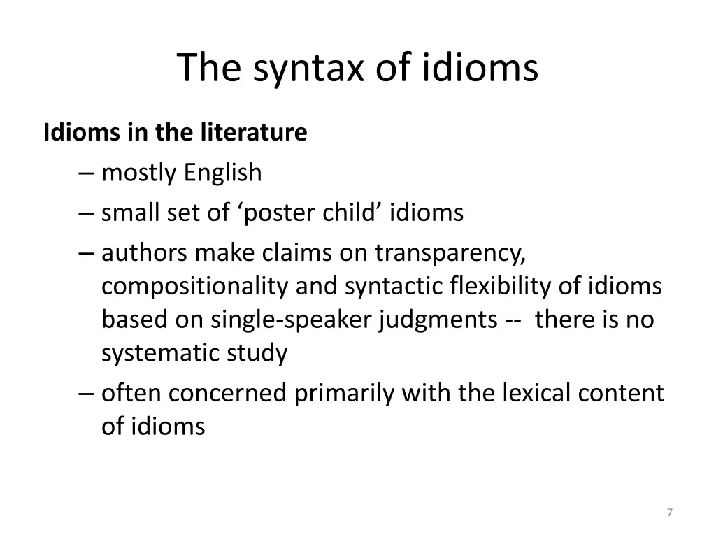 the syntax of idioms 1