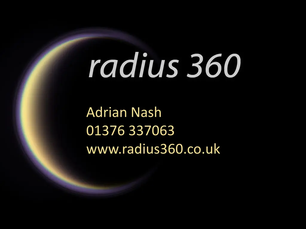 adrian nash 01376 337063 www radius360 co uk