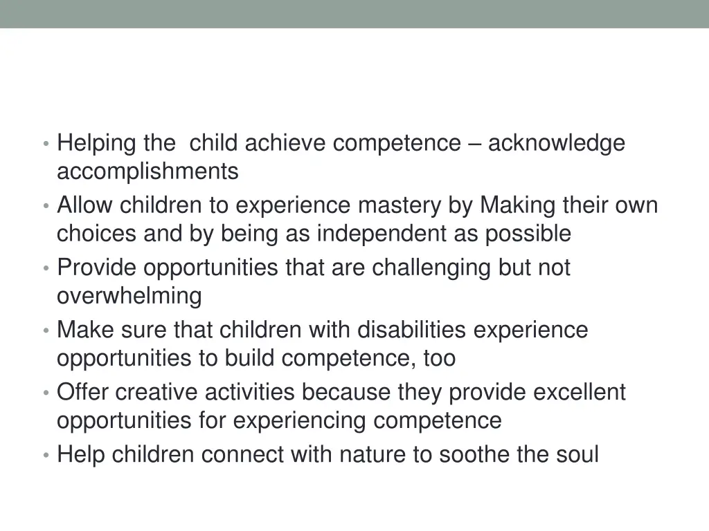 helping the child achieve competence acknowledge