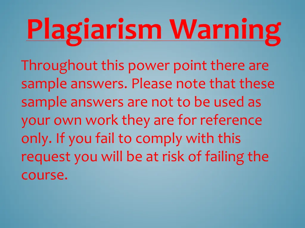 plagiarism warning