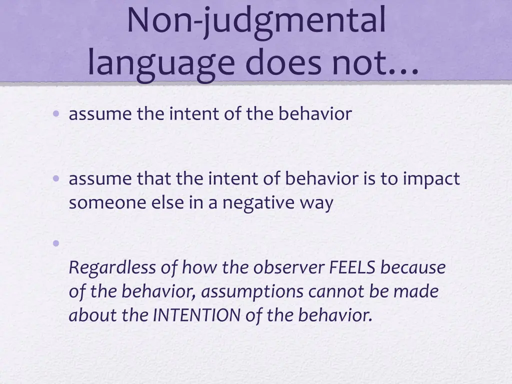 non judgmental language does not