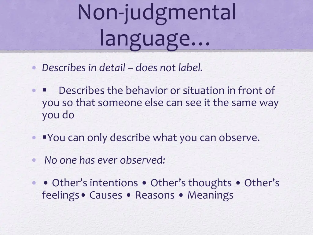 non judgmental language