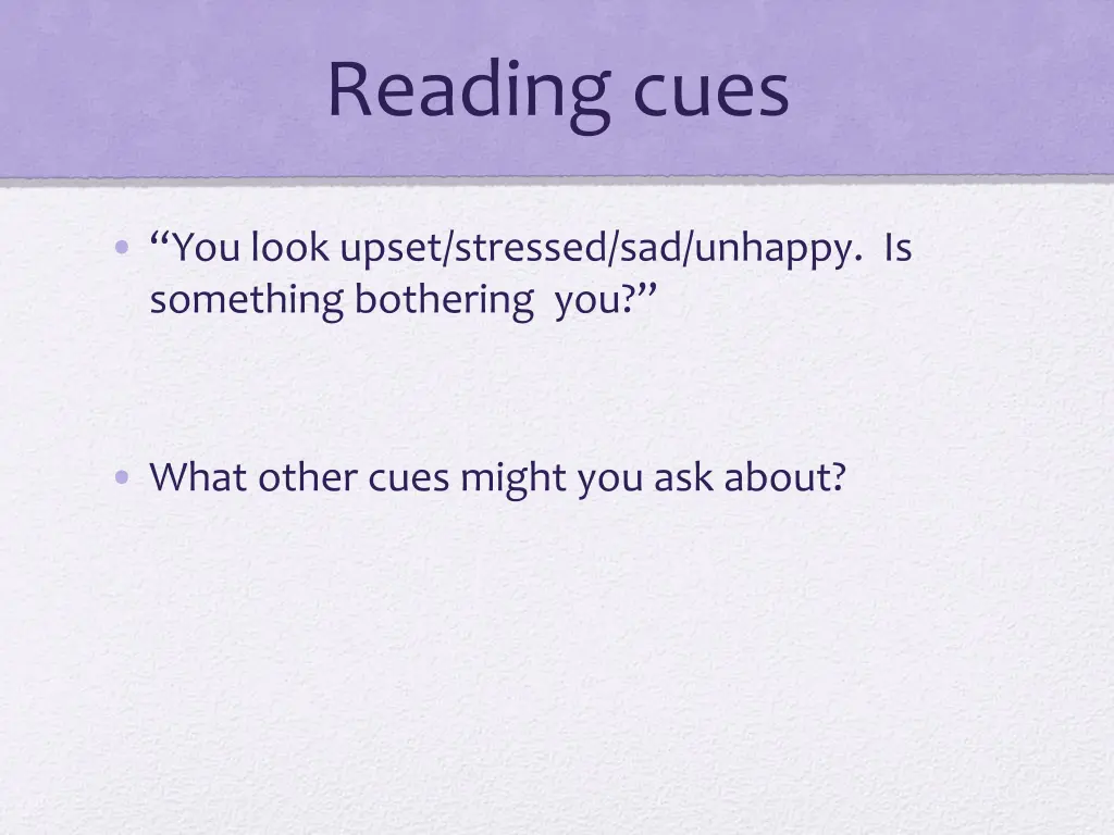 reading cues