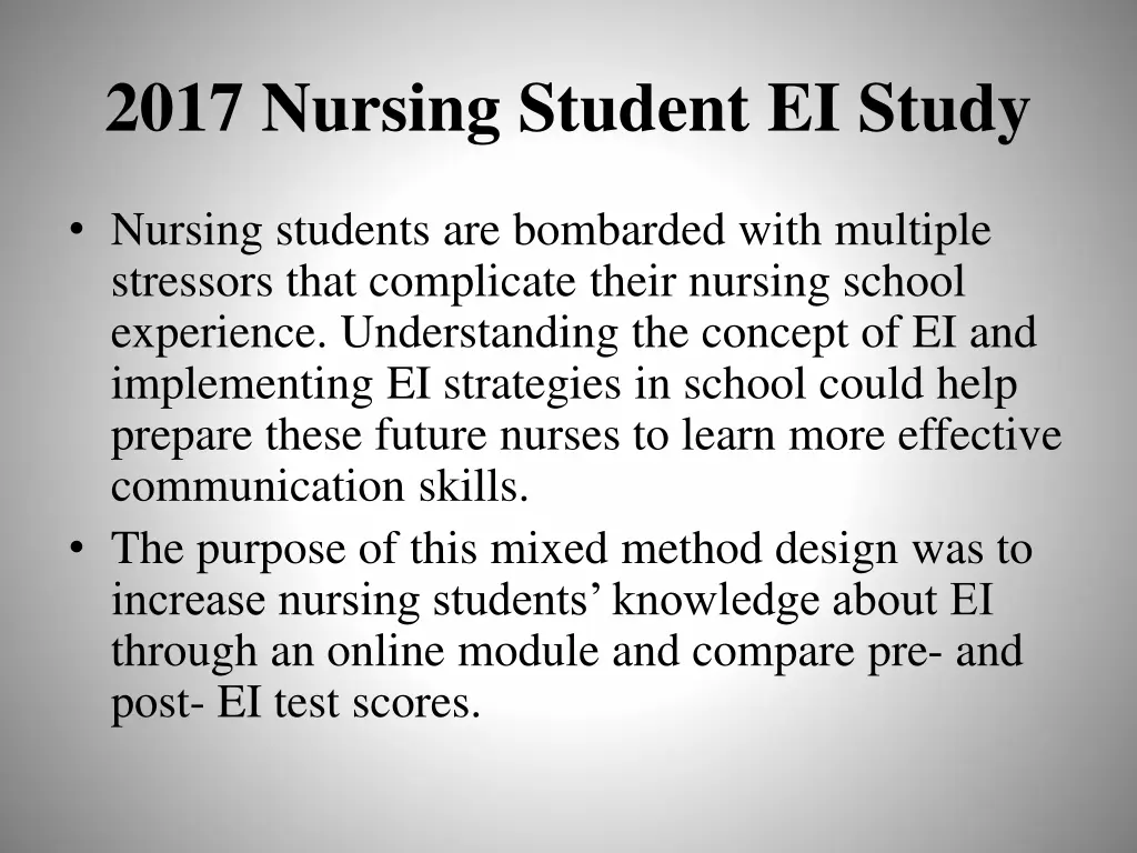 2017 nursing student ei study