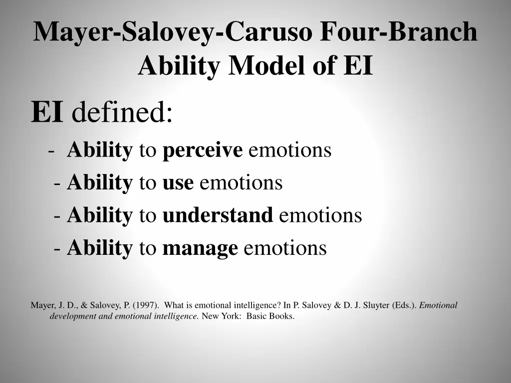 mayer salovey caruso four branch ability model