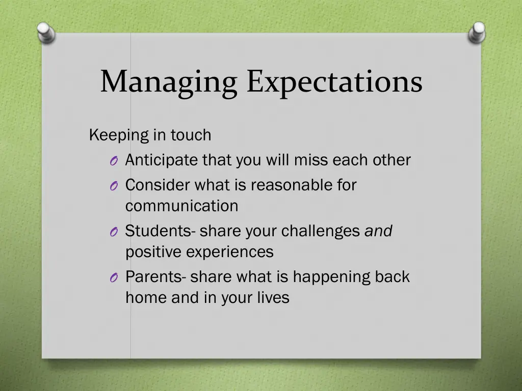 managing expectations