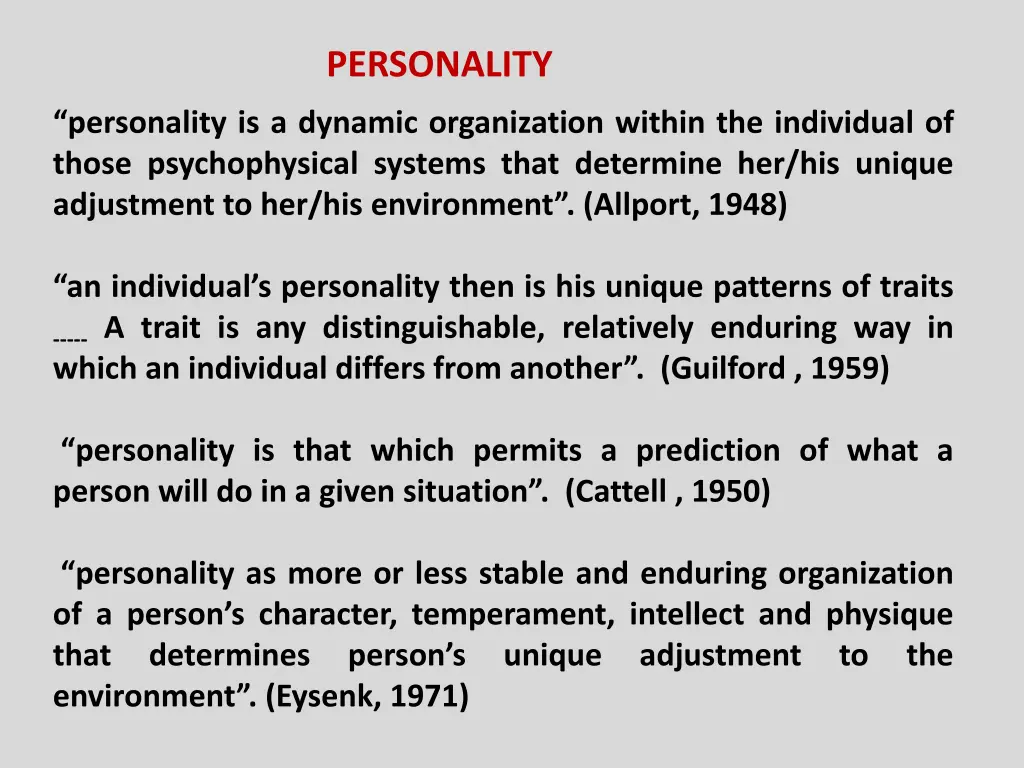 personality