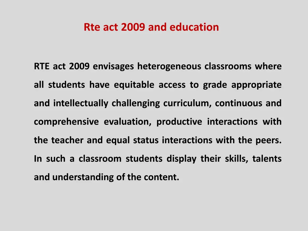 rte act 2009 and education