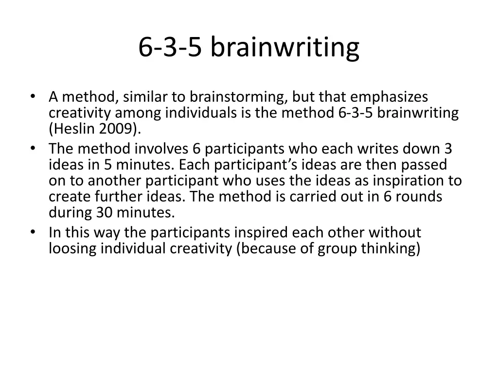 6 3 5 brainwriting