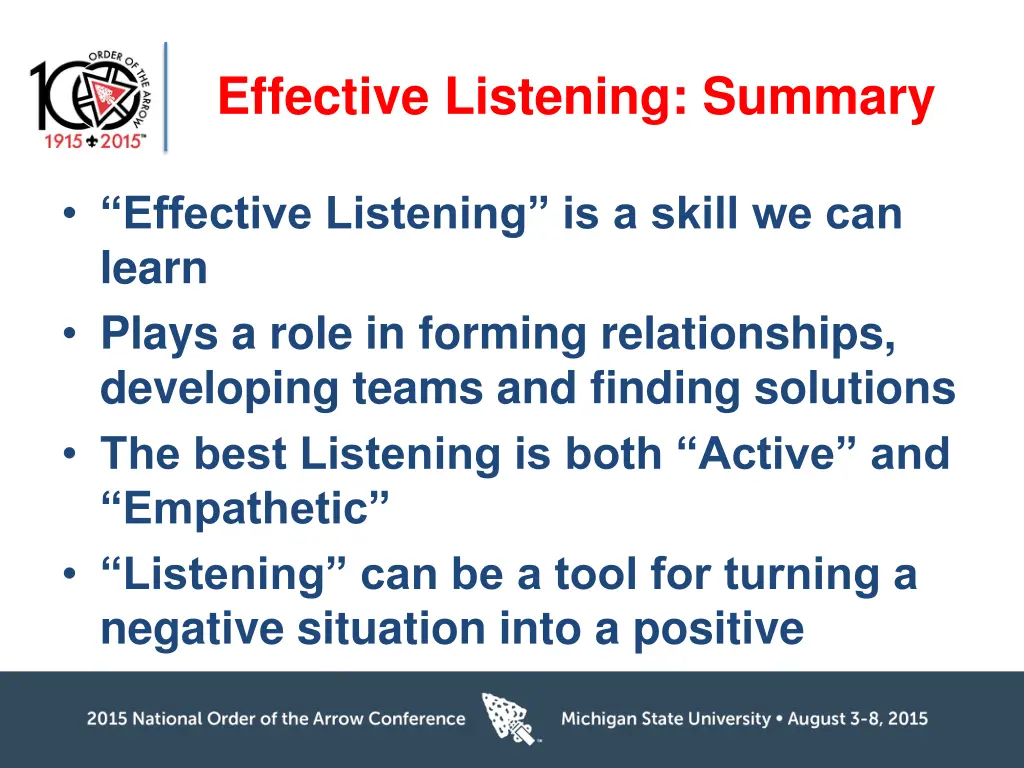 effective listening summary