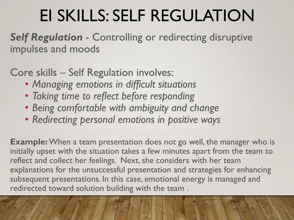 ei skills self regulation self regulation