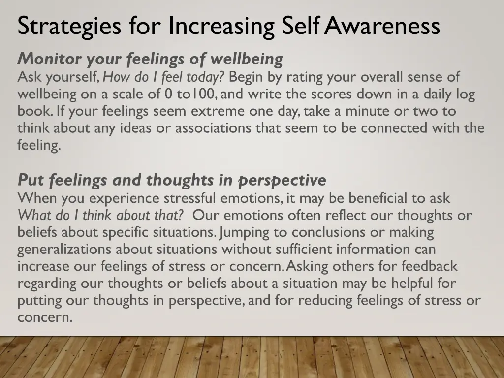 strategies for increasing self awareness monitor