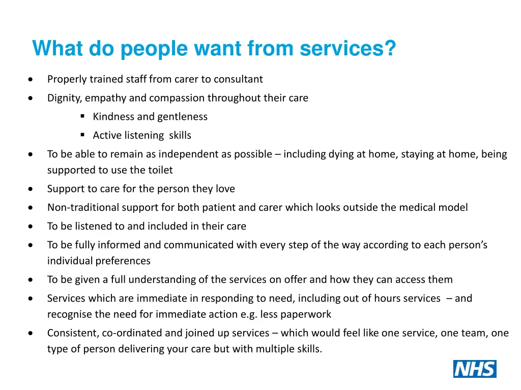 what do people want from services