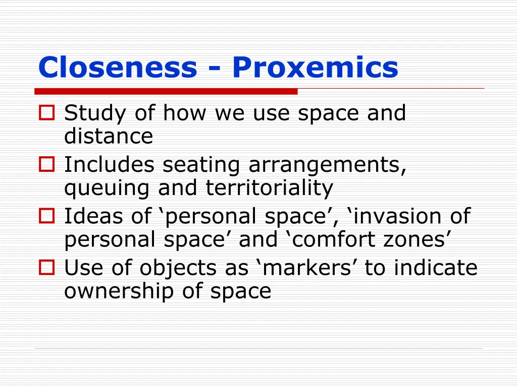 closeness proxemics