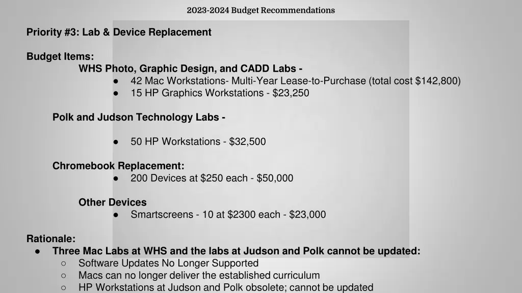 2023 2024 budget recommendations 2