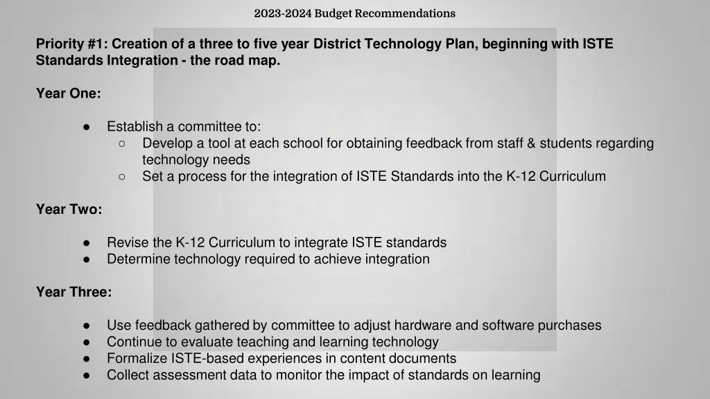 2023 2024 budget recommendations