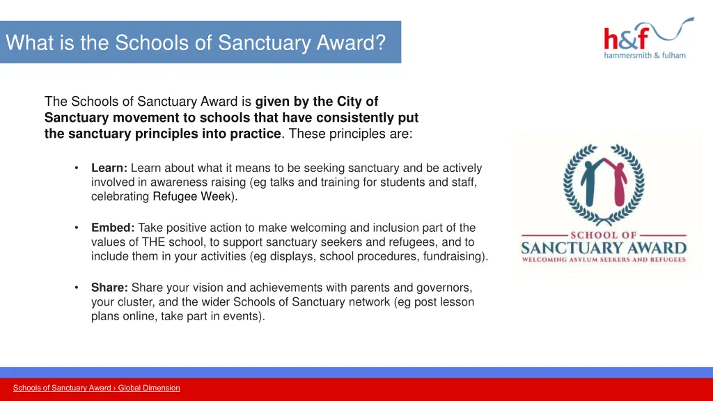 what is the schools of sanctuary award