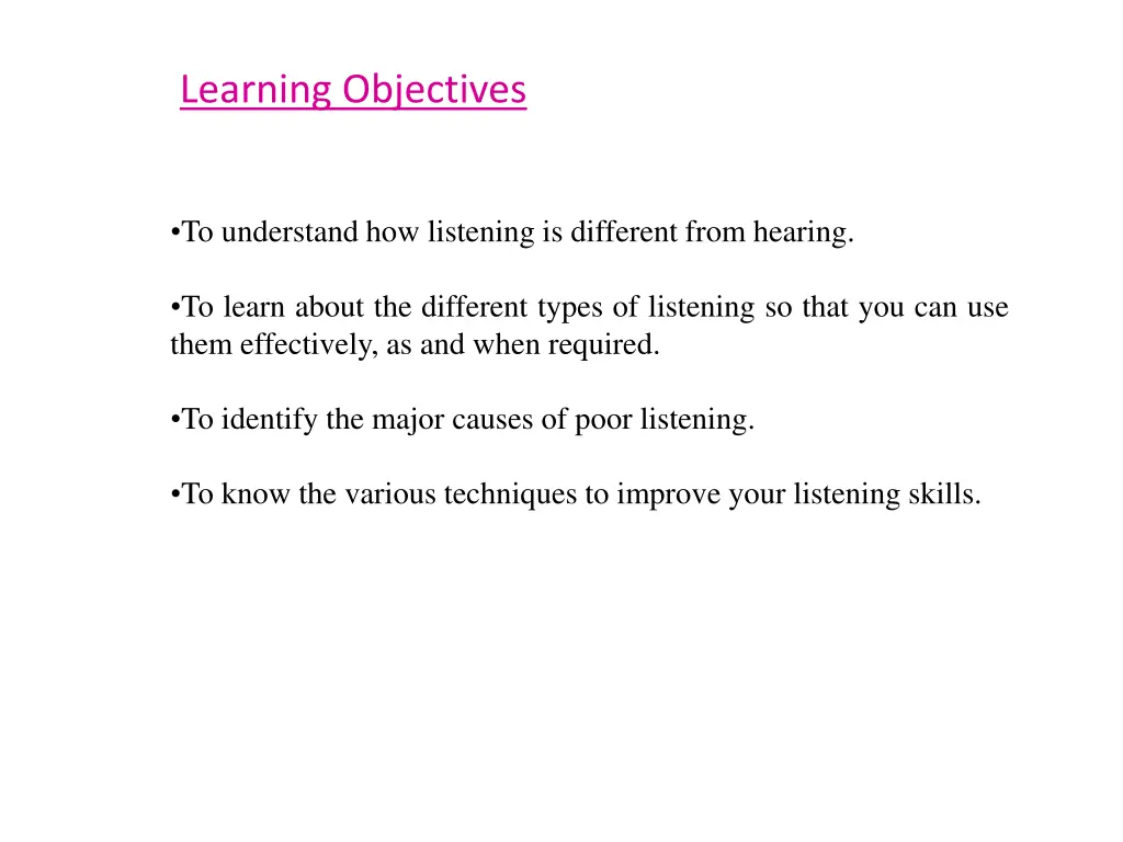 learning objectives