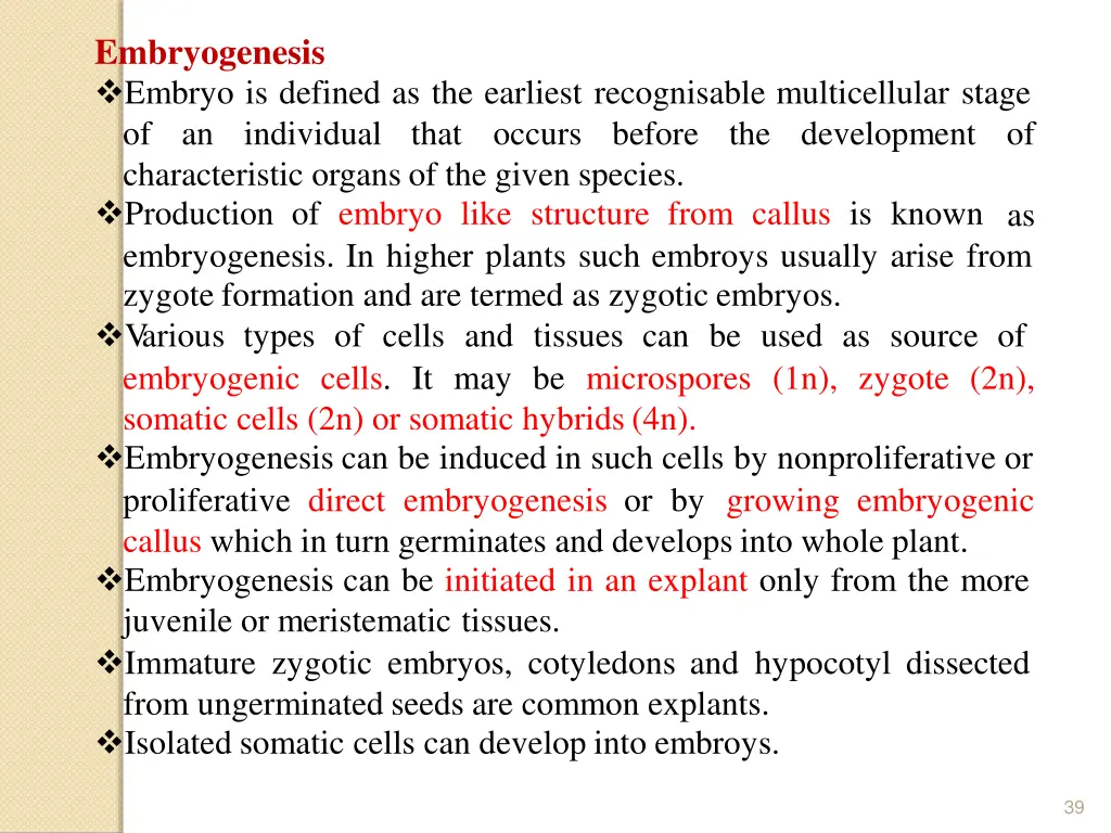 embryogenesis embryo is defined as the earliest