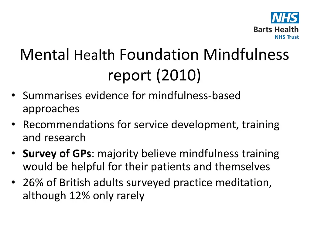 mental health foundation mindfulness report 2010