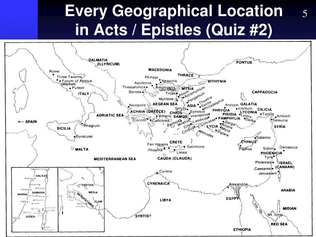 every geographical location in acts epistles quiz